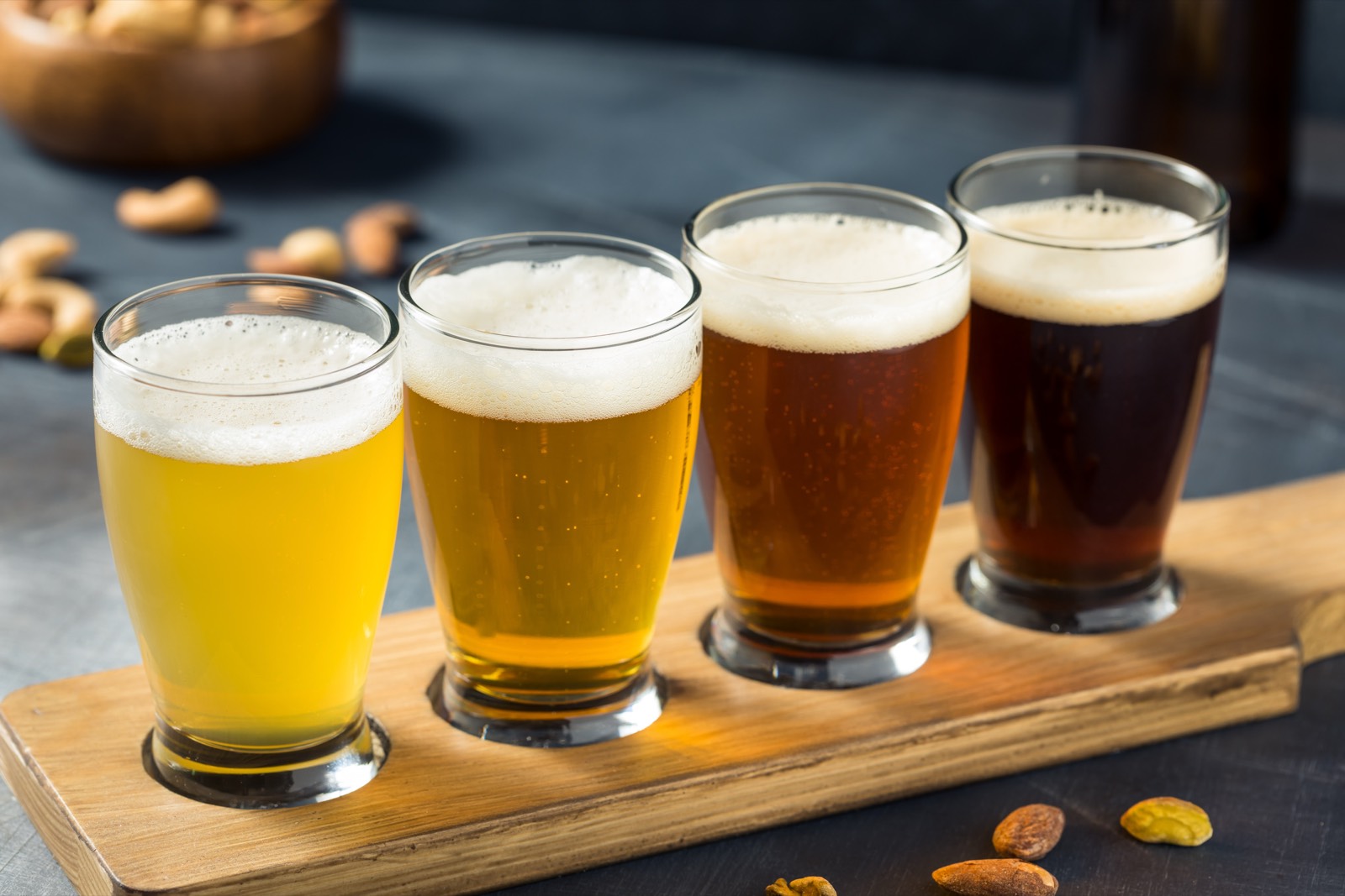 A flight of craft beers