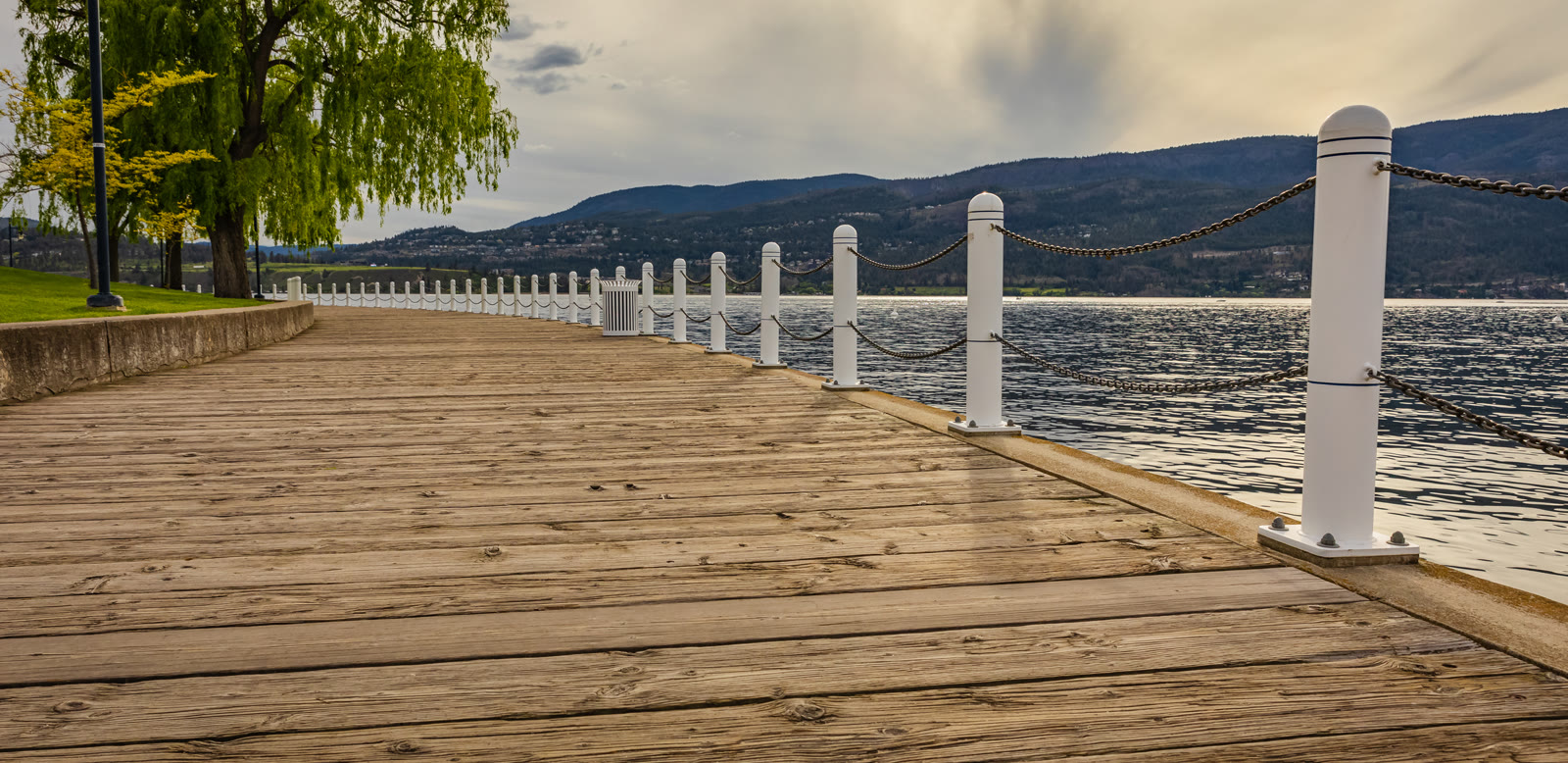 The lakeside boardwalk in downtown Kelowna